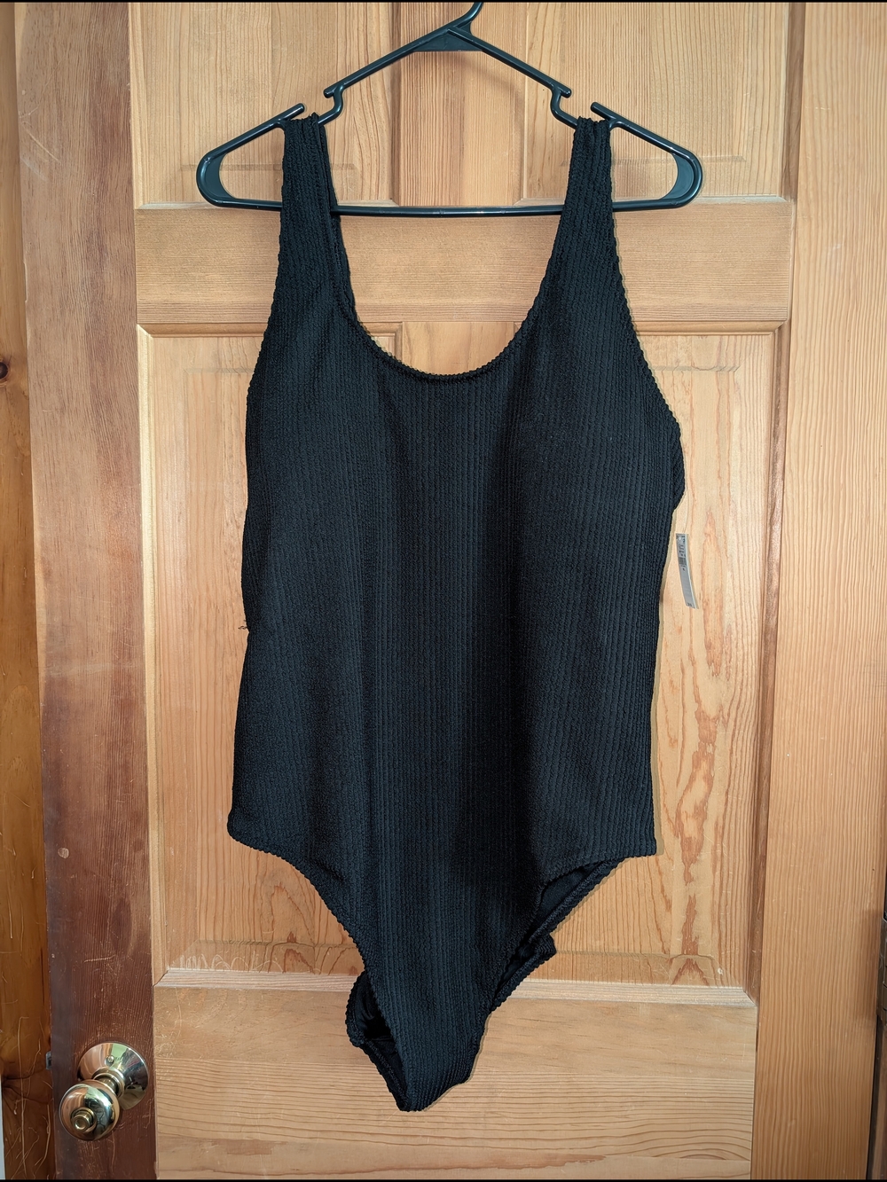 Old Navy Black Ribbed Scoop-Front One-Piece Swimsuit